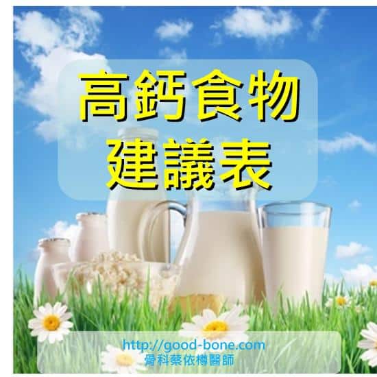 高鈣食物建議表｜台中骨科蔡依樽醫師https://www.good-bone.com